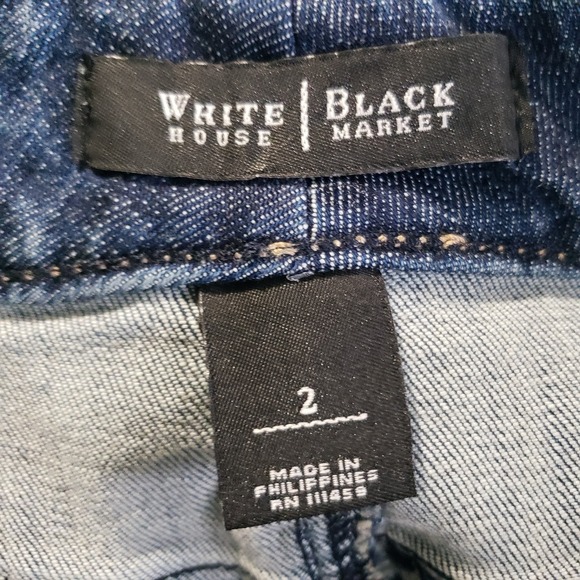 WHBM Denim Mini Skirt Women's Size 2 Medium Wash Blue Embroidered Rhinestones - Picture 6 of 11